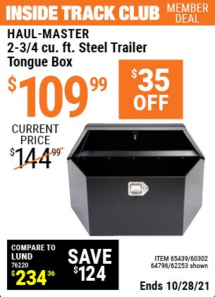 haul-master 2-3/4 cu. ft. steel trailer tongue box|harbor freight trailer tongue extension.